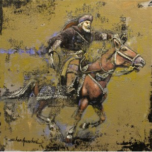 Shan Amrohvi, 12 x 12 inch, Acrylic On Canvas, Horse Painting, AC-SA-134